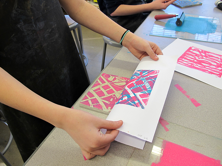 Unquowa School  Experiments in Block Printing