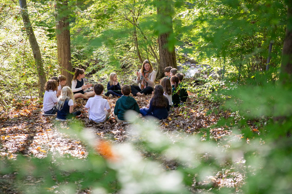 Students learning outdoors
