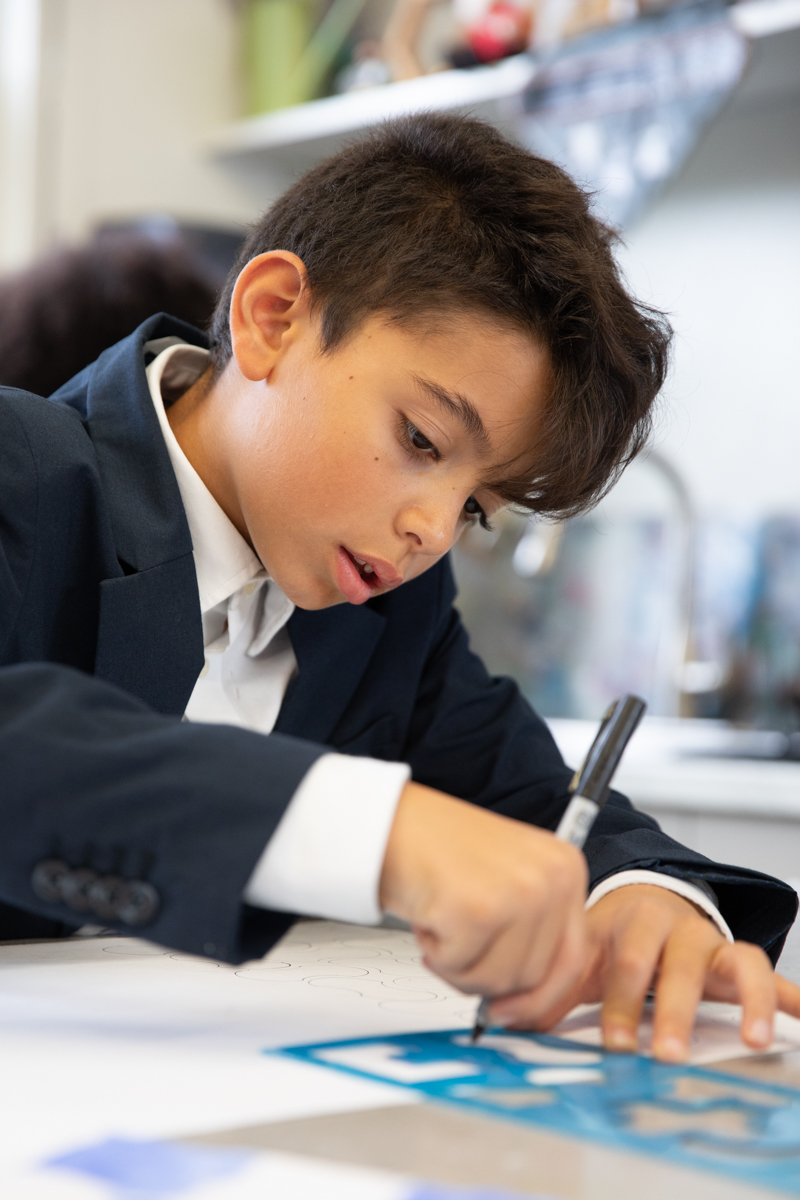 Upper School student working Upper School student working